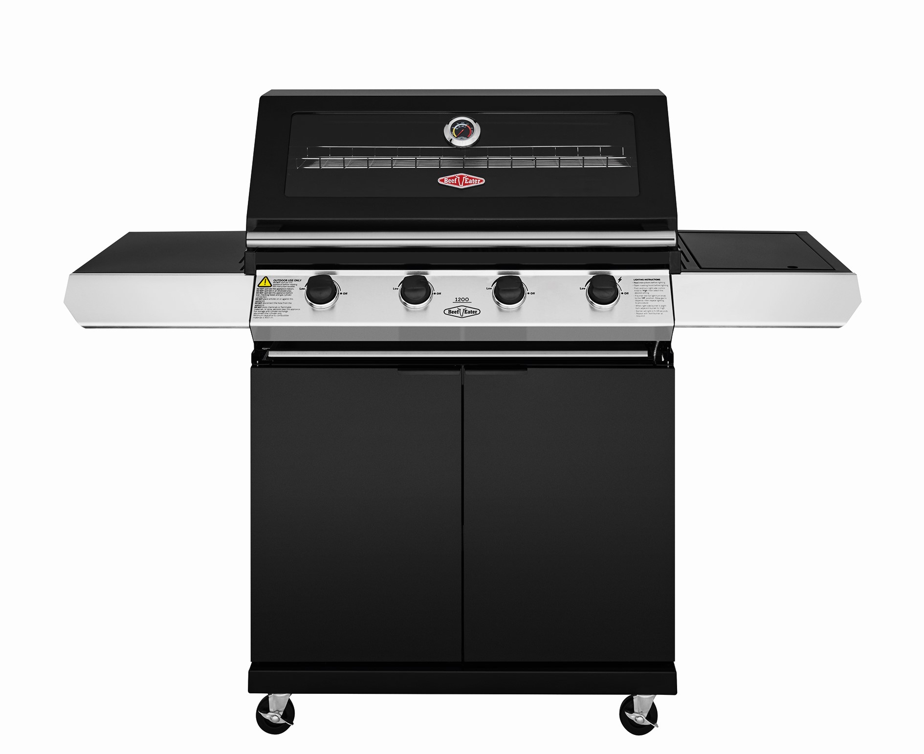 make seo meta description of Bayside Bbqs and Outdoor Centre with keyword: L)FFSET SMOKER COVER BEEFEATER 1200 4 BURNER BLACK WITH SIDE BURNER